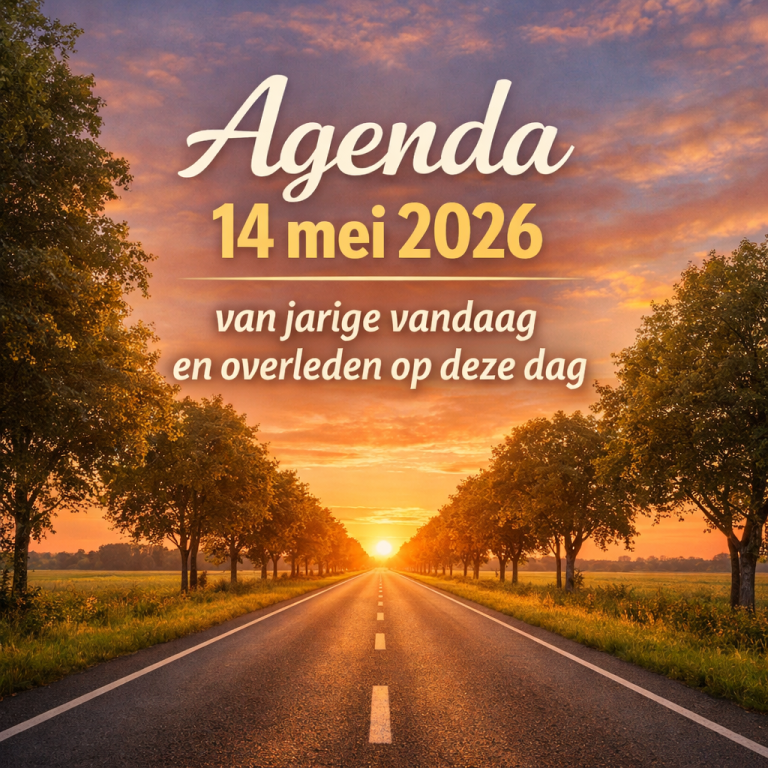 Agenda Jarig en overleden op deze dag 14 mei 2026 Agenda Jarig en overleden op deze dag 14 mei 2026