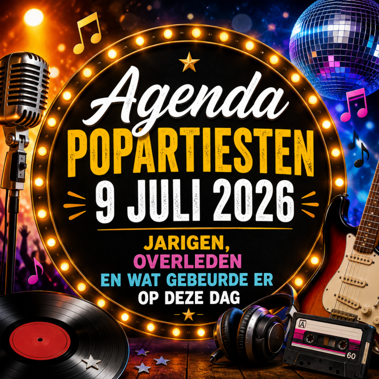 Agenda popartiesten 9 juli 2026 – jarigen, overleden en wat gebeurde er op deze dag